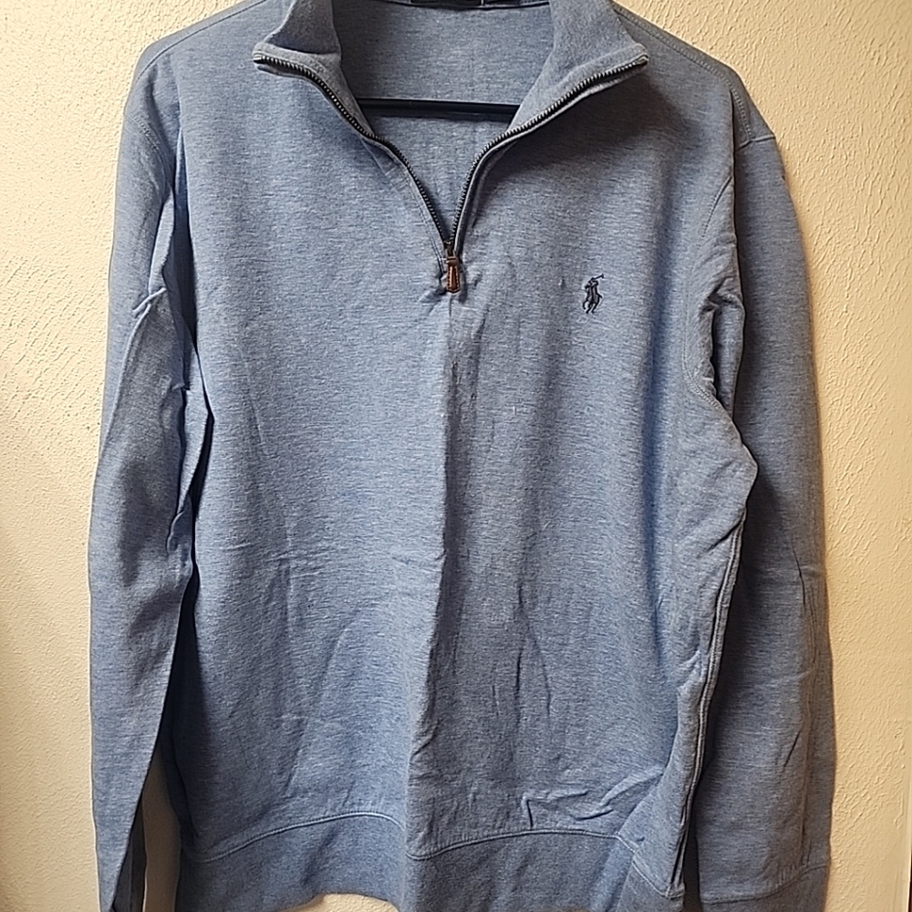 Polo Ralph Lauren 1/4 Zip Sweater Size Large Light Blue Long Sleeve Pullover